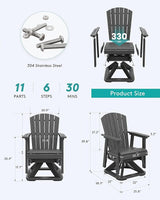 SERWALL Adirondack Swivel Glider Chair, HDPE Outdoor Glider Set of 2, All-Weather Glider Chair for Porch, Balcony - Photo 3