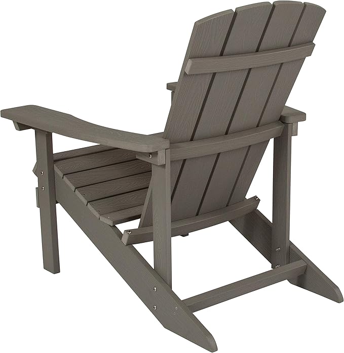 Flash Furniture Charlestown Poly Resin Adirondack Chair - Gray - All Weather - Indoor/Outdoor - Set of 4 - Photo 6