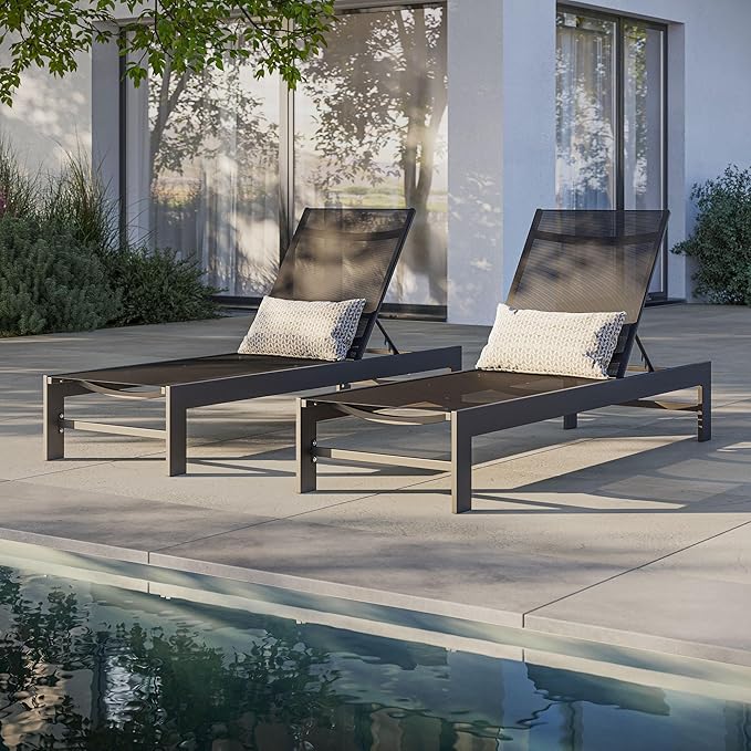 Modway Tahoe Outdoor Chaise with Sunbathing Textilence in Gray