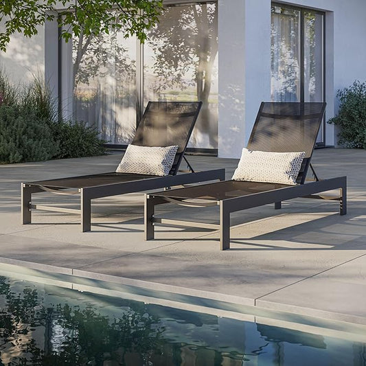 Modway Tahoe Outdoor Chaise with Sunbathing Textilence in Gray