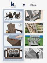 KINGYES Folding Adirondack Chair Set of 6, HDPE All-Weather Patio Chairs with Cup Holder - Photo 9