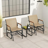 Tangkula 3 Piece Patio Bistro Glider Set, 2 Rocking Chairs w/Tempered Glass Side Table - Photo 2