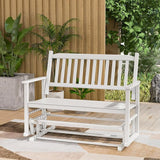 Tangkula 2 Person Outdoor Glider Bench, Poplar Wood Patio Swing Glider Loveseat with Armrests, Slatted Seat & Backrest - Photo 2
