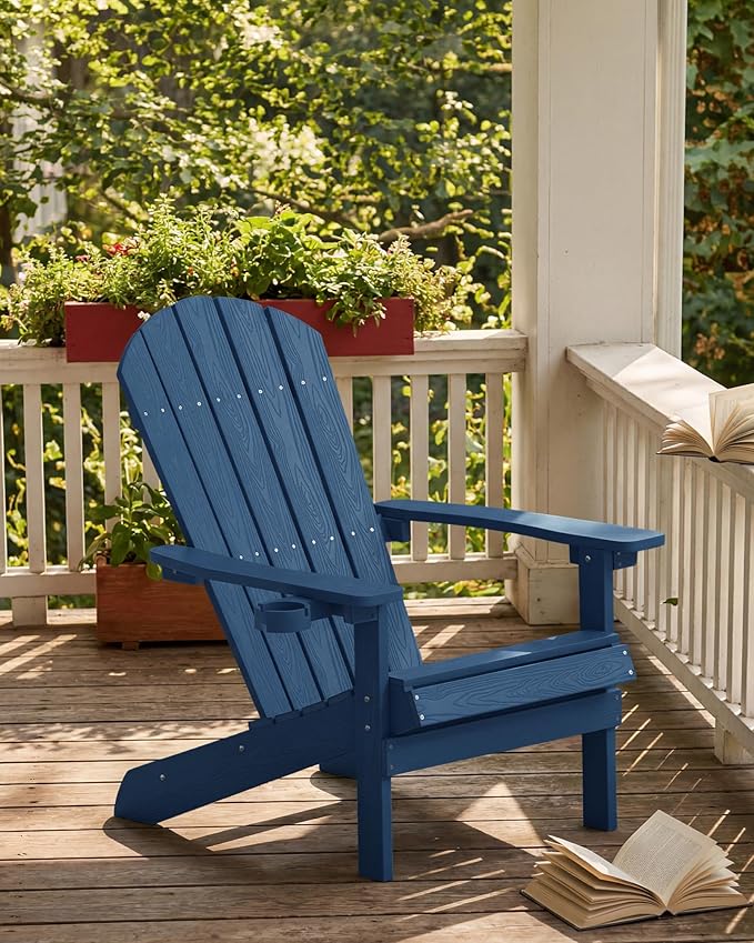 YEFU Adirondack Chairs Set of 6: Outdoor Chair HIPS Plastic Adirondack Chairs - Patio Chairs with Wood Texture - Lawn - Photo 3