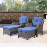 Rilyson Wicker Patio Furniture Set - 4 Piece Rattan Outdoor Sectional Conversation Sets with 2 Chairs and 2 Ottomans - Photo 7