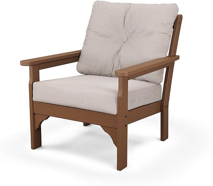 POLYWOOD® Vineyard Deep Seating Chair in Teak/Dune Burlap