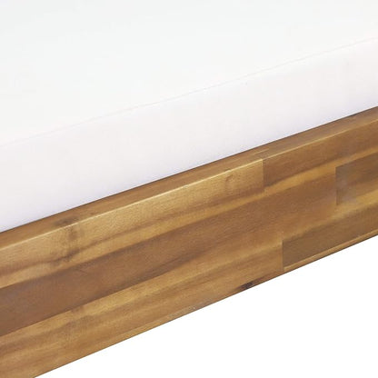 Abraham Outdoor Acacia Wood Chaise Lounge with Cushion (Set of 2), Teak and Cream