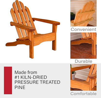 Amish Casual Heavy Duty Adirondack Chair in Cedar - Authentic Amish Craftmanship from Treated Pine, Outdoor Chair Made in The USA, 800 Lb Weight Capacity