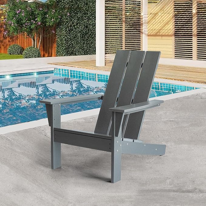 PROHIKER Adirondack Chair, HDPE Patio Chair, All Weather Outdoor Chairs for Lawn Garden Porch Backyard(Grey)