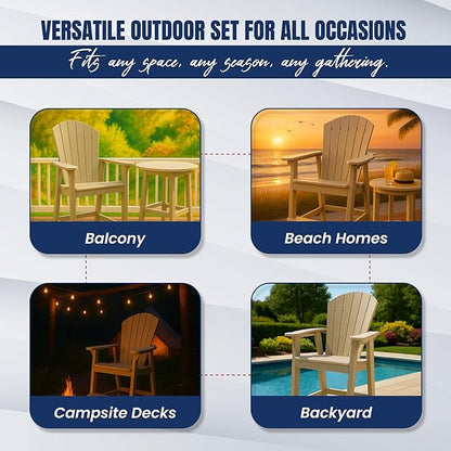 Phat Tommy Tall Adirondack Chair - HDPE Outdoor Furniture - Poly Adirondack Bar Stool - Heavy, Stress Free Furniture for Balcony, Deck, Patio, Front Porch, Weatherwood