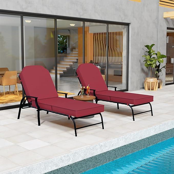 Kozyard Maya Chaise Lounge - Outdoor Patio Recliner Chair, Comfortable Patio Lounge Chair, Elegant Chaise Lounge Chair for Relaxation, Perfect Outdoor Recliner Chair (RED)