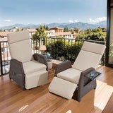 Outdoor Patio Recliner Chair, 180°Reclining Patio Chairs with Adjustable Backrest & Flip-Up Table - Photo 1