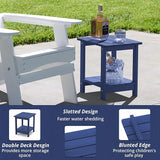 LUE BONA Adirondack Outdoor Side Table, 2-Tier Navy HDPS Patio End Table Weather Resistant, Morden Side Table for Patio - Photo 5