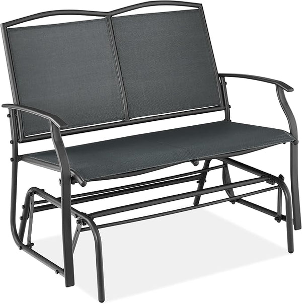 Best Choice Products 2-Person Outdoor Patio Swing Glider Steel Bench Loveseat Rocker for Deck, Porch w/Textilene Fabric - Photo 1