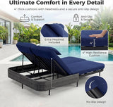 BULEXYARD 51.2" Double Chaise Lounge Outdoor, 2-Person PE Wicker Patio Daybed with Dual 5-Position Adjustable Backrest - Photo 6