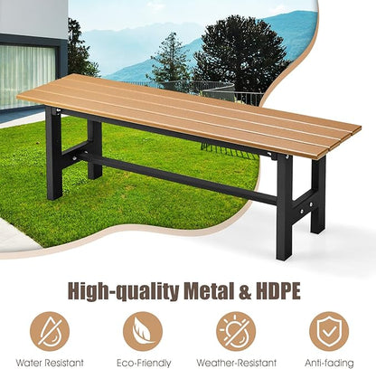 Giantex 2-Pack Outdoor Bench Seat - Backless Patio Garden Bench, 47” Weatherproof Outside Chair with Slatted Seat, Metal Frame, 660 LBS Capacity, Dining Bench Chair for Yard, Park, Balcony, Brown
