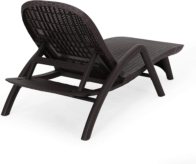 Christopher Knight Home Blanche Outdoor Faux Wicker Chaise Lounges (Set of 2), Dark Brown