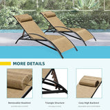 EROMMY Patio Chaise Lounge Chair Set of 2, Outdoor Lounge Chairs with 5 Position Adjustable Backrest - Photo 7