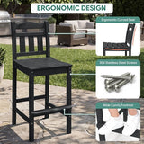 3-Piece Outdoor Bar Set, HDPE Adirondack Bar Height Chairs Set of 2 and Round Bar Table - Photo 5
