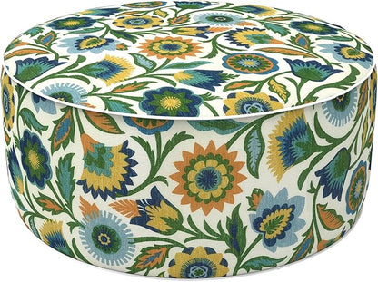 LVTXIII Inflatable Stool Ottoman Footrest with Handle, Decorative Fade-Resistant Foot Stool, Indoor or Outdoor Pouf for Home Garden and Camping Use, D21 x W 21 x H9, Fiesta Floral