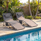 Goplus Tanning Chair with Face Arm Holes, Portable Sunbathing Chair w/4-Level Backrest, Head Pillow - Photo 4
