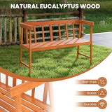 Tangkula Outdoor Eucalyptus Wood Bench, 2-Person Garden Bench with Backrest and Armrests - Photo 9