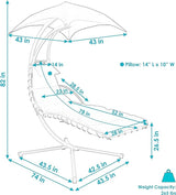 Sunnydaze Floating Chaise Lounger Swing Chair with Umbrella Canopy - Curved Steel Hammock Lounge Chair with Cushion and - Photo 4
