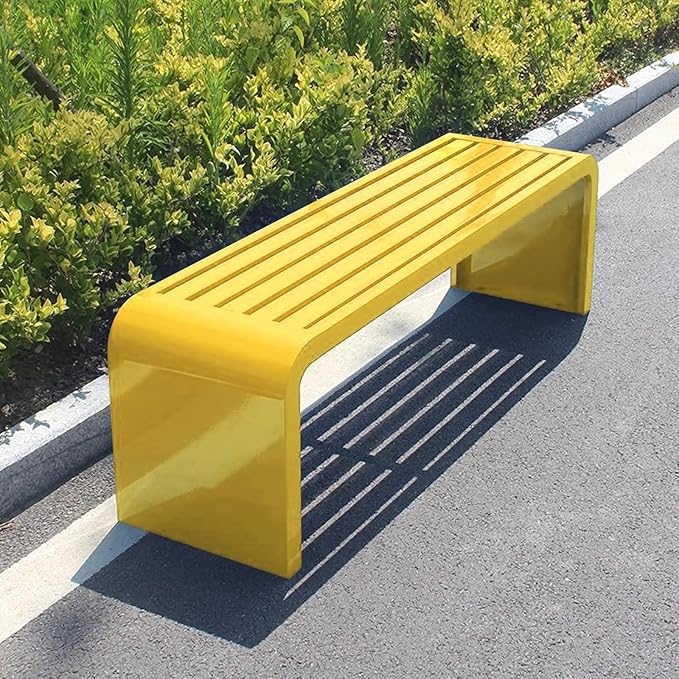 Outdoor Patio Garden Bench, Metal Garden Benches, All-Weather Outdoor Park Bench, for Garden, Balcony, Dining, Porch, Park, Outside, Load Capacity 880lbs(Yellow,100cm/393in)