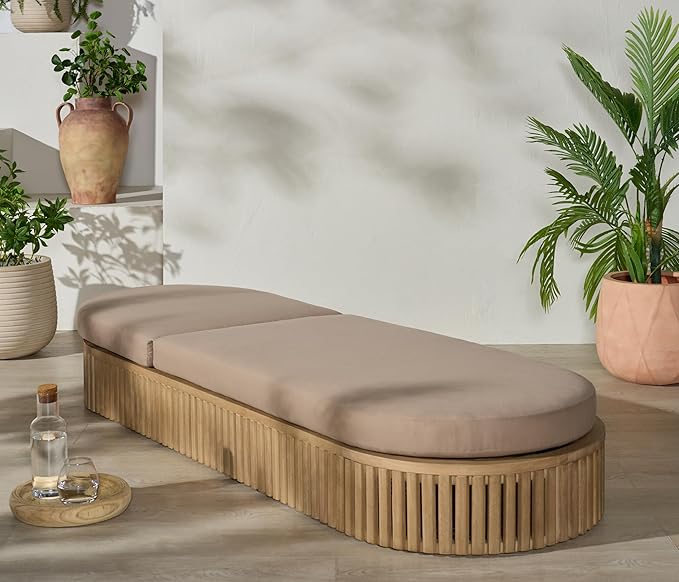SAFAVIEH Couture Outdoor Patio Furniture Collection - Arielle Solid Wood Sun Lounger - Photo 2