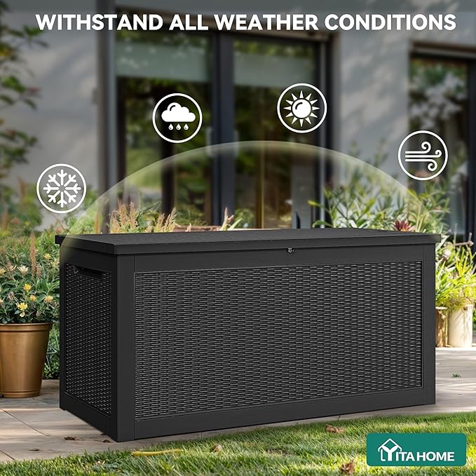 YITAHOME 260 Gallon Outdoor Storage Box, Large Water Resistant Resin Deck Box - Photo 2