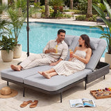 RADIATA 51.2" Outdoor Loveseat Sofa Bed, PE Wicker Patio Daybed with 2-Person Double Chaise Lounge - Photo 1