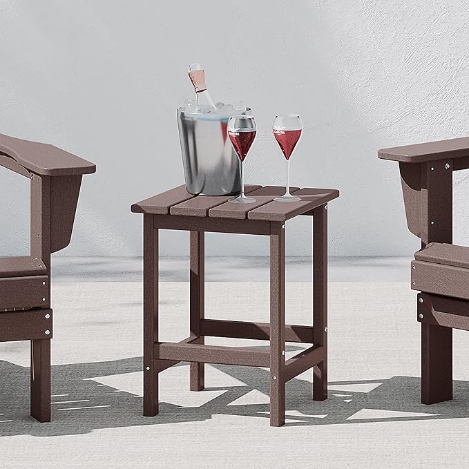 WestinTrends Malibu Square Outdoor Side Table for Adirondack Chair, Dark Brown - Photo 1