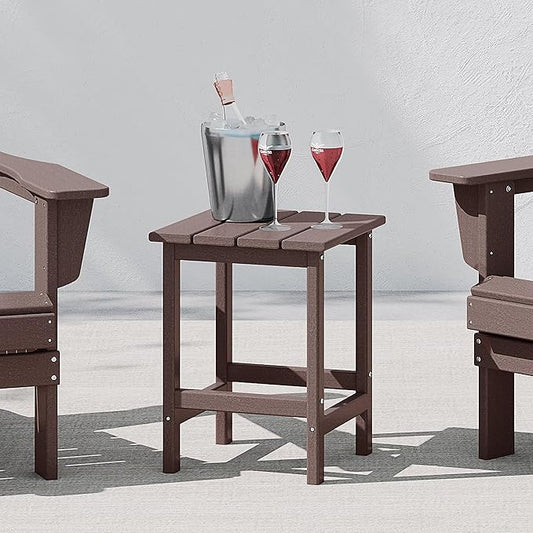 WestinTrends Malibu Square Outdoor Side Table for Adirondack Chair, Dark Brown