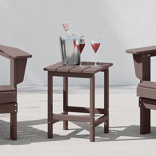 WestinTrends Malibu Square Outdoor Side Table for Adirondack Chair, Dark Brown - Photo 1