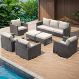 Rilyson Wicker Outdoor Patio Furniture Set - 7 Piece Patio Conversation Set with 4 Swivel Rocker Chairs - Photo 7