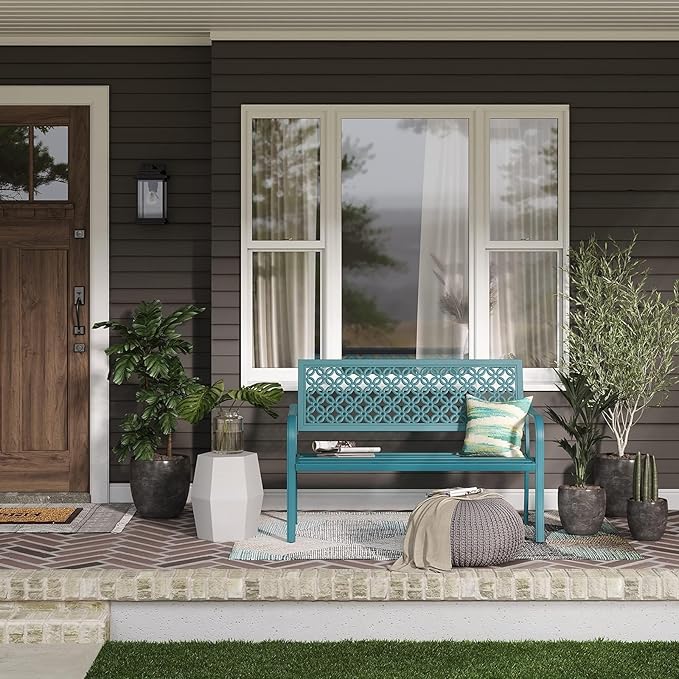 Grand patio 50" Outdoor Bench Garden Bench with Armrests Bench for Outdoors Lawn Yard Porch Lake Shore - Photo 2