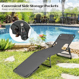 GYMAX Tanning Chair, Folding Lounger with Face/Arm Holes, Carry Handles & Side Pocket - Photo 3