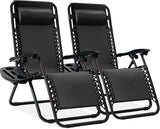 Best Choice Products Set of 2 Adjustable Steel Mesh Zero Gravity Lounge Chair Recliners w/Pillows and Cup Holder Trays - Photo 1
