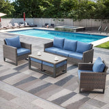 Rilyson Wicker Outdoor Patio Furniture Set - 6 Piece Patio Conversation Set with 2 Armrest Chairs, 2 Rattan Ottoman - Photo 1