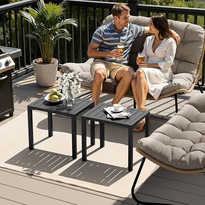 Crestlive Products Aluminum Outdoor Side Table Set of 2 - Photo 8
