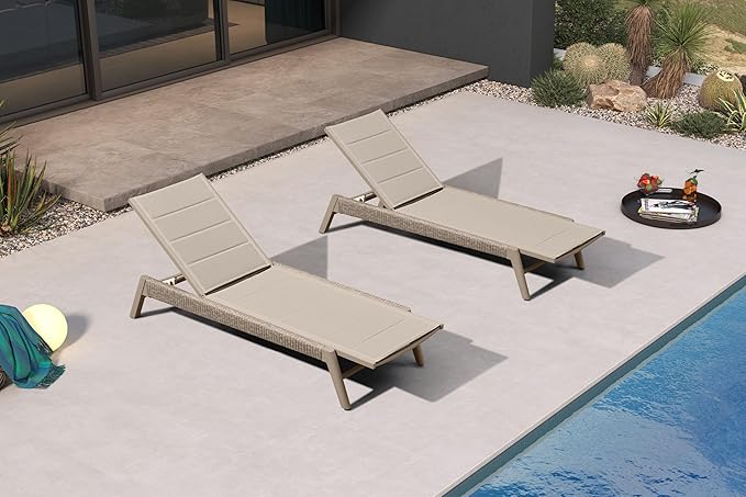PURPLE LEAF Outdoor Chaise Lounge 2 Pieces Chair Patio Aluminum Recliner for Poolside with Adjustable Backrest Chairs - Photo 1