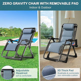NAIZEA Padded Zero Gravity Chair, Cooling Fabric Folding Outdoor Lounge Chairs - Photo 4