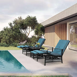 Oakcloud Adjustable Outdoor Lounge Chair Metal Patio Relaxing Recliner Chair Set with Bistro Table and Removable - Photo 7
