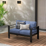 Wisteria Lane Patio Furniture Aluminum Loveseat, All-Weather Outdoor 2 Seats Sofa Couch - Photo 1