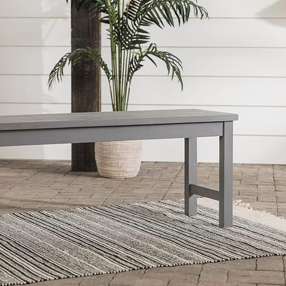 Walker Edison Rendezvous Modern Solid Acacia Wood Slatted Patio Bench, 53 Inch, Grey Wash