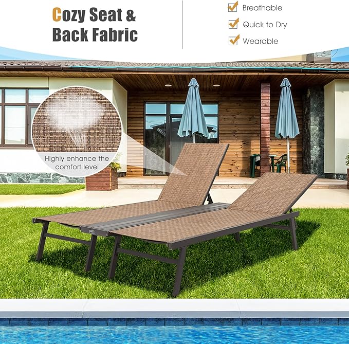 Tangkula Double Patio Chaise Lounge - Photo 6