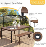 VICLLAX 63" Rectangle Outdoor Dining Table for 6, Patio Table with Umbrella Hole, All Weather Metal Patio Tables - Photo 5