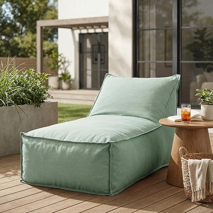 Christopher Knight Home Venny 48" L Outdoor Bean Bag Chair, Fabric Bean Bag Chair for Adults and Kids, Indoor/Outdoor Sun Lounger, Patio Lounge Chair, Comfy Outdoor Reading Chair, Mint