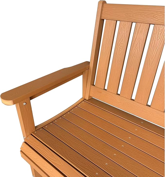 Poly Lumber Outdoor Bench, HIPS All-Weather Bench, Never Rots or Fades, for Patio, Porch, Garden and Park, 700 lbs Weight Capacity (Brown, 44-inch)