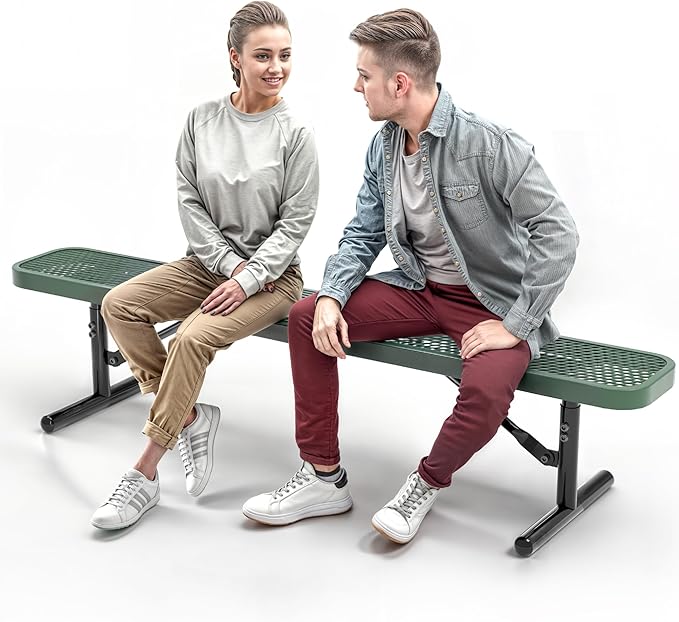 Heavy-Duty Outdoor Metal Bench, Thermoplastic-Coated, Portable, Weatherproof, Commercial-Grade for Parks, Gardens - Photo 1